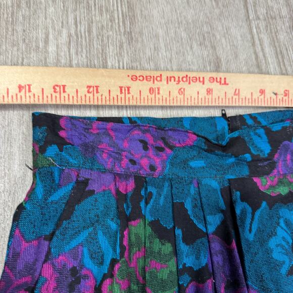 Vintage Norton McNaughton 90's Floral Midi Skirt Cottagecore 10 Blue Violet - Picture 3 of 4